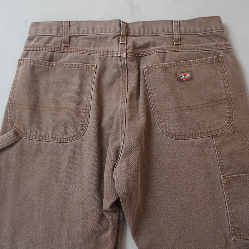 Vintage Dickies Carpenter Pants 34x30 Mens Brown Canvas Duck Workwear Distressed - Picture 3 of 9